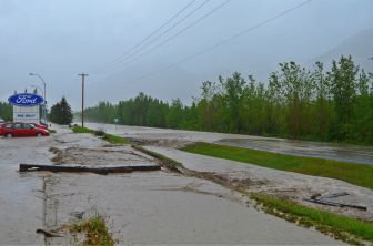 Canmore road flooded